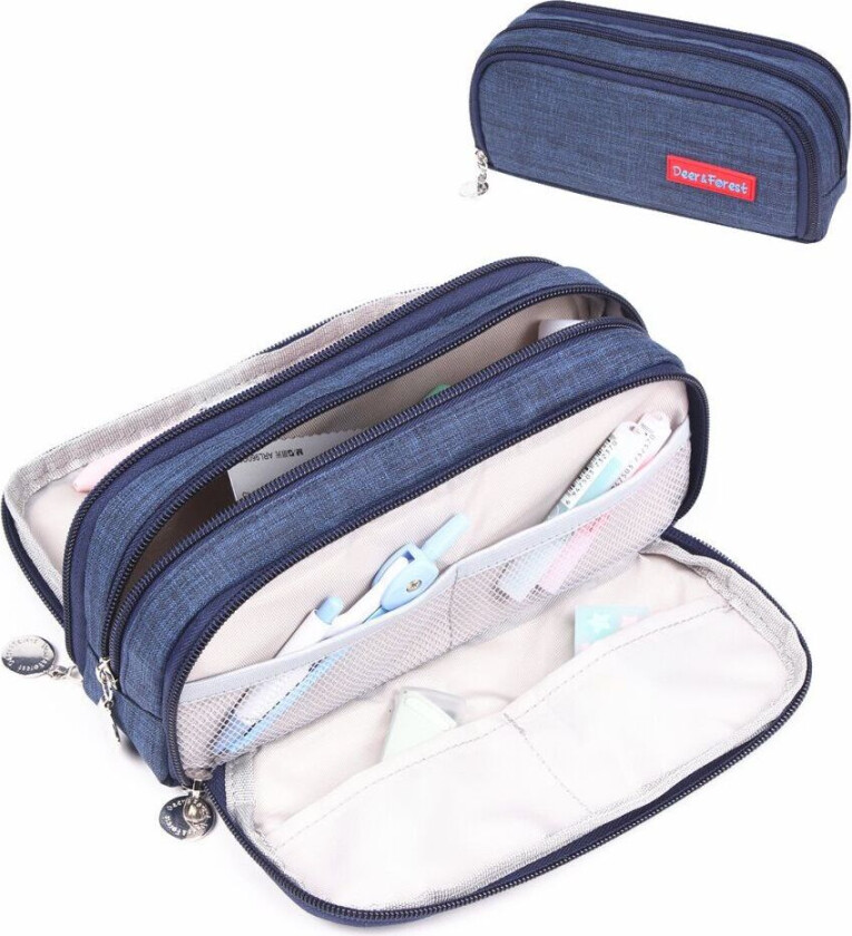 INF Penneveske med stor kapasitet Mørke blå