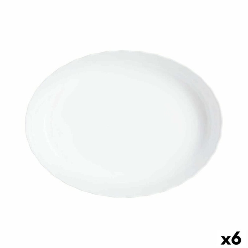 Serveringsfat Luminarc Trianon avlangt hvitt glass 31 x 24 cm (6 antall)