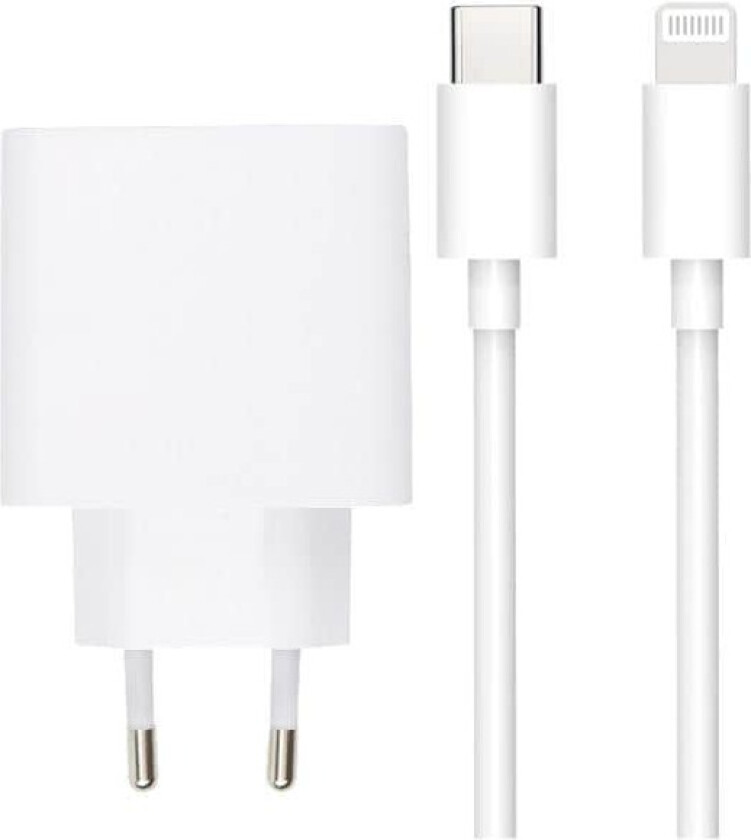 SiGN Extrem Hurtiglader for iPhone, USB-C til Lightning, MFI, 2.4A, 2m - Hvit