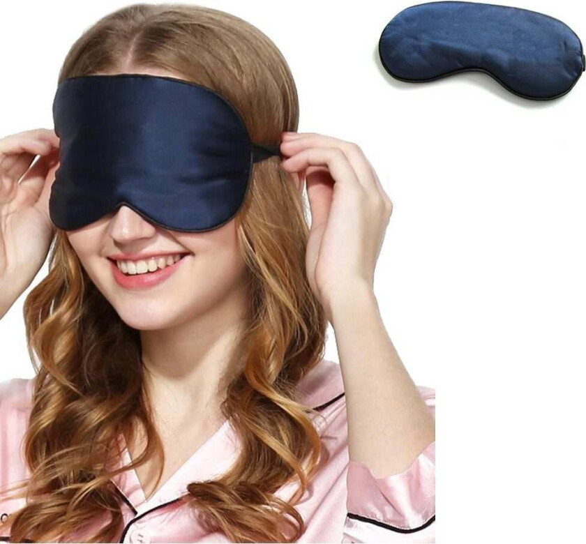 Sovemaske morbærsilke 2-pakning Mørke blå
