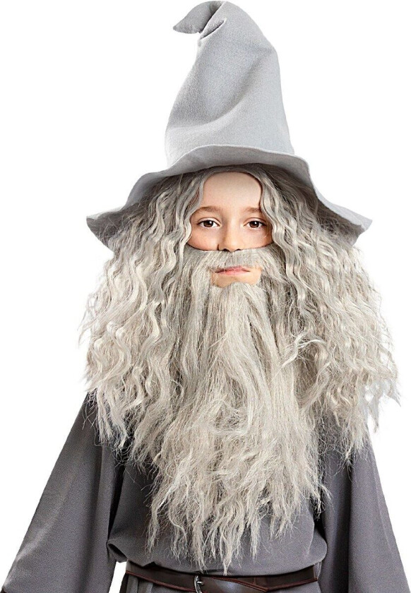 Gandalf Parykk med skjegg til barn - Ringenes herre