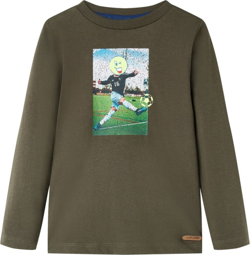 T-skjorte for barn med lange ermer kaki 128