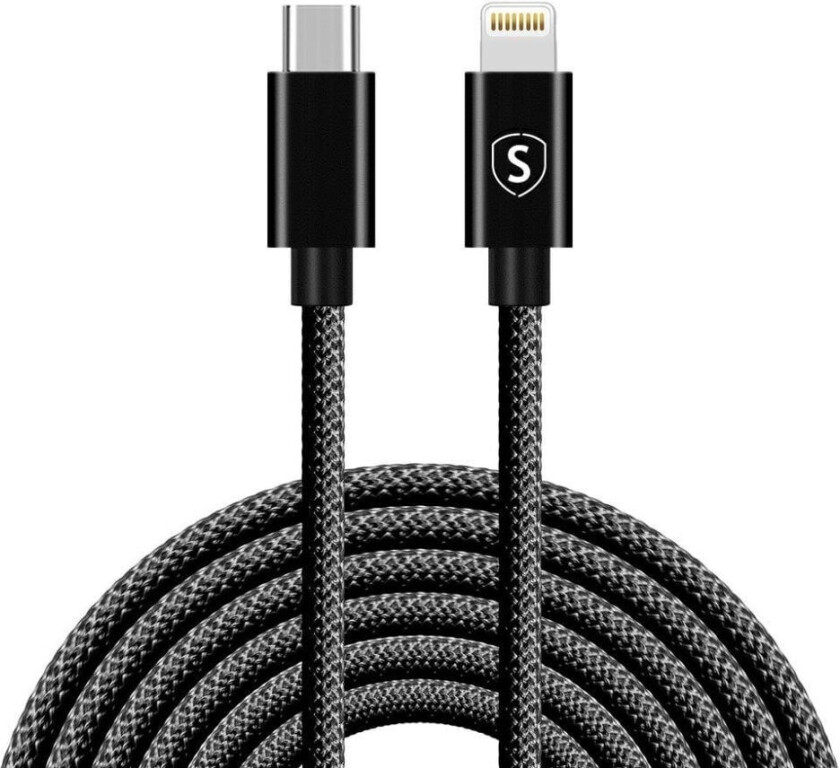 SiGN USB-C til Lightning kabel 20W, 3m - Svart