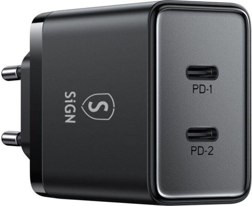 SiGN Dual USB-C PD Lader 40W - Svart