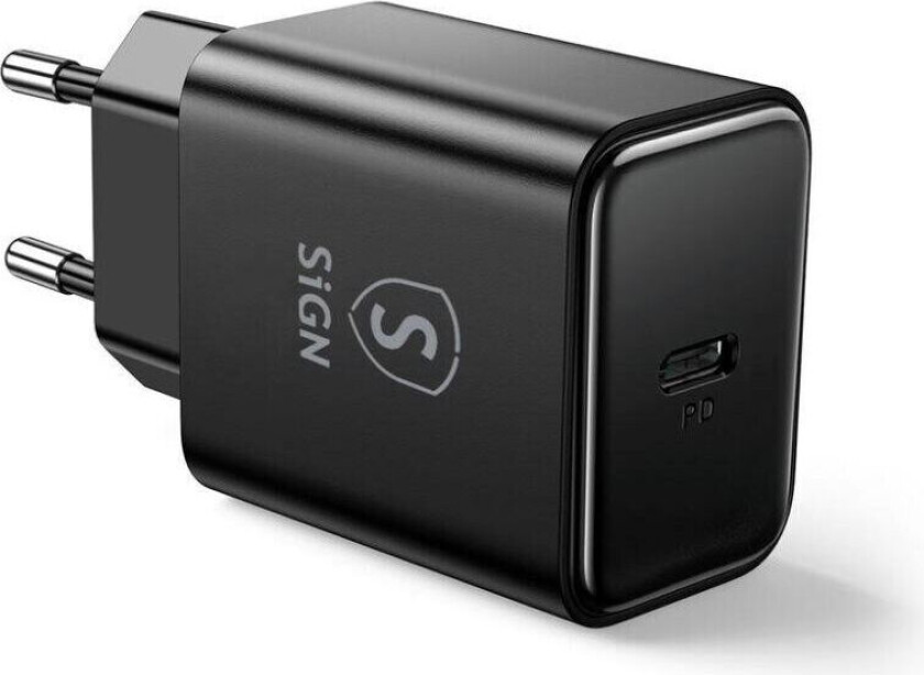 SiGN USB-C PD Hurtiglader 20W - Svart