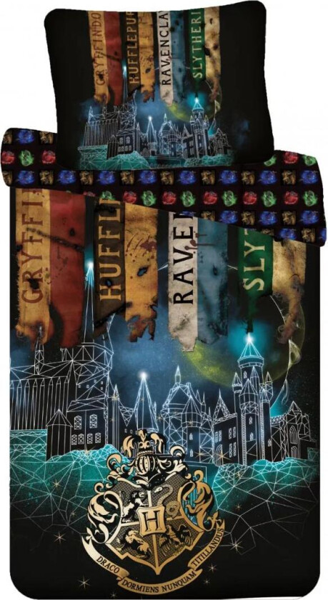 Harry Potter Hogwarts Houses Sengetøy Sengesett 140x200+70x90cm