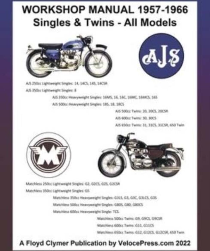Ajs & Matchless 1957-1966 Workshop Manual All Models - Singles & Twins av Floyd Clymer