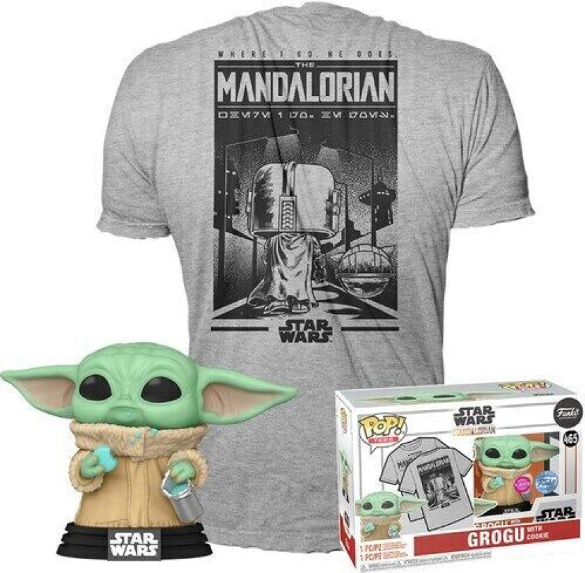 Tee Funko Pop Tee: Mando - Grogu W/cookie