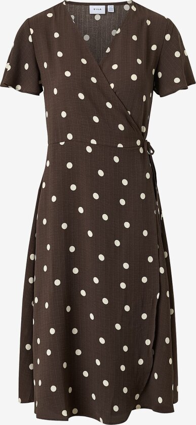 Omslagskjole viLovie S/S Wrap Midi Dress - Brun