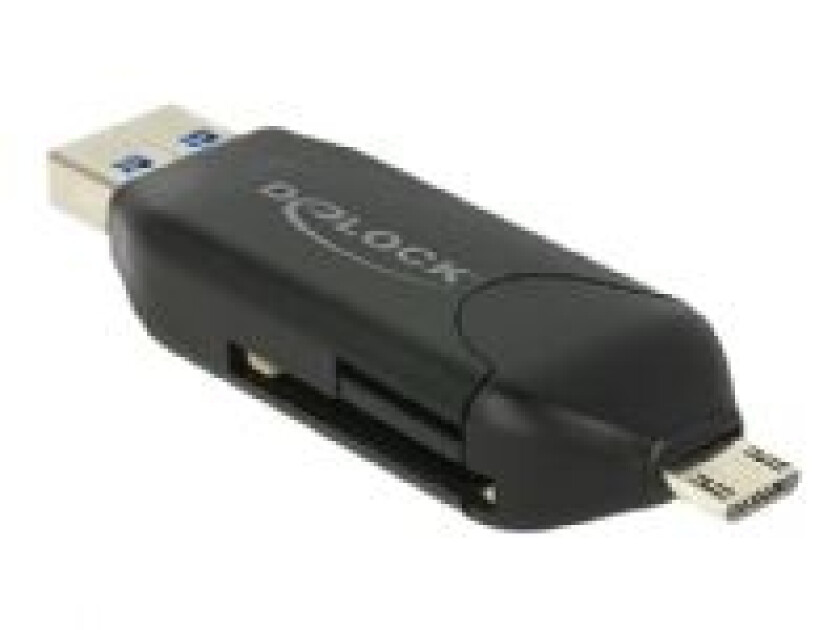 DeLOCK Micro USB OTG-kortleser + USB 3.0 A hann - Kortleser (MS, MMC, SD, microSD, SDHC, SDXC) - USB 2.0/USB 3.0