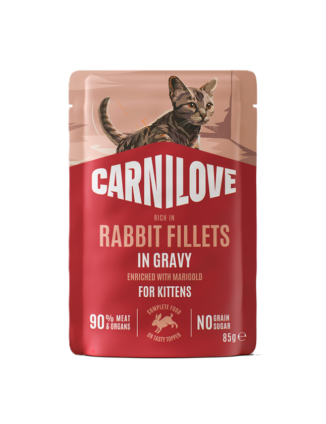 Cat Pouch Gravy rich in Rabbit enriched with Marigold for Kittens 85g - Katt - Kattefôr & kattemat - Våtfôr og våtmat - Carnilove