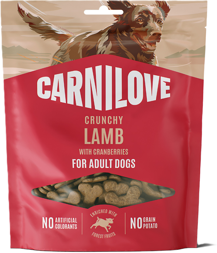 Dog Crunchy Snack Lamb with Cranberries 200g - Hund - Hundegodbiter & tyggebein - Belønningsgodbiter for hund - Carnilove