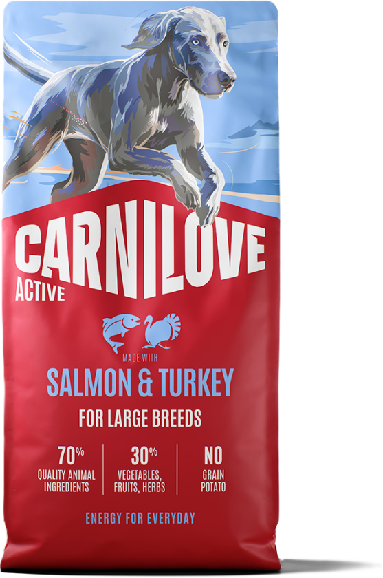 Active Dog Salmon & Turkey for Adult Large Breeds 4kg - Hund - Hundefôr & hundemat - Tørrfôr for hund - Carnilove