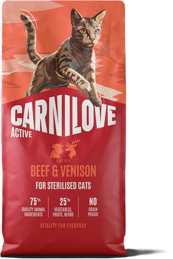 Active Cat Beef & Venison for Sterilised Adult All Breeds 6kg - Katt - Kattefôr & kattemat - Tørrfôr for katt - Carnilove