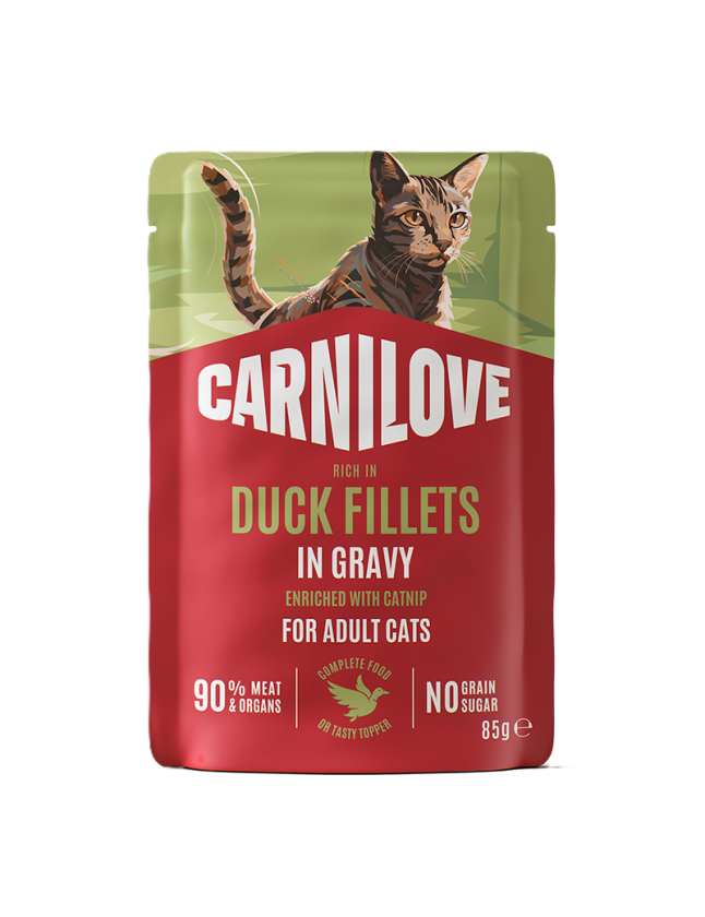 Cat Pouch Gravy rich in Duck enriched with Catnip 85g - Katt - Kattefôr & kattemat - Våtfôr og våtmat - Carnilove