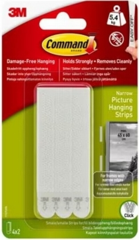 Bilde av Command strips hvit smal 4 sett 17207WHI-4