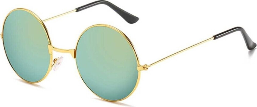 Runde solbriller gull speilglass + senil streng