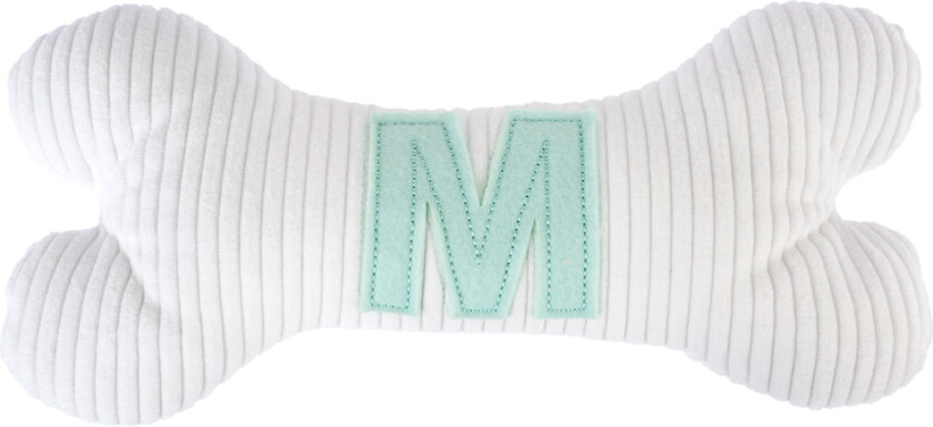 plysjknoke med initial M - l 26 x b 12 x h 5,5 cm