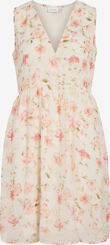 Kjole viEmma S/L V-neck Short - Hvit
