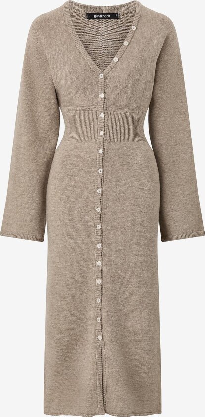 Maxikjole Fitted Knitted Dress - Beige