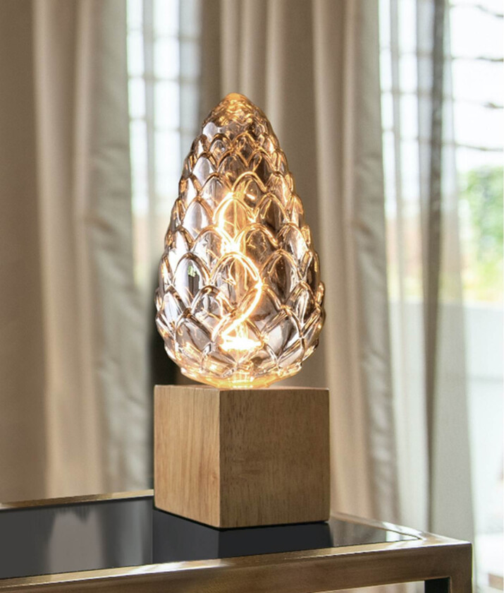 Kube E27 Eik 1,8m sort kabel m/bryter