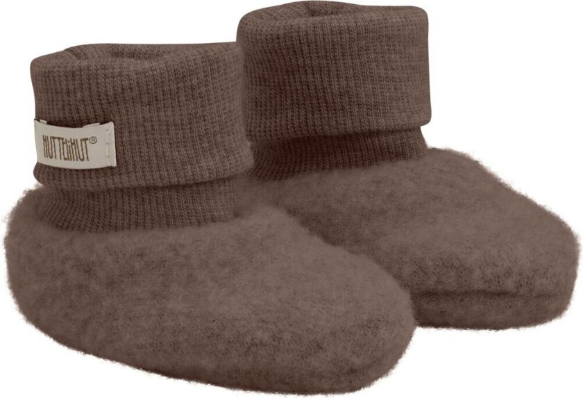 HUTTEliHUT Ullfleece booties 2-lags, Brown Melange (74/80) 74/80