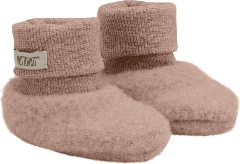 HUTTEliHUT Ullfleece booties 2-lags, Mahogany Rose (74/80) 74/80