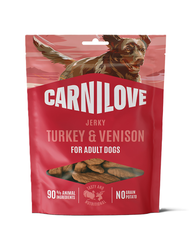 Dog Jerky Turkey with Venison 100g - Hund - Hundegodbiter & tyggebein - Belønningsgodbiter for hund - Carnilove