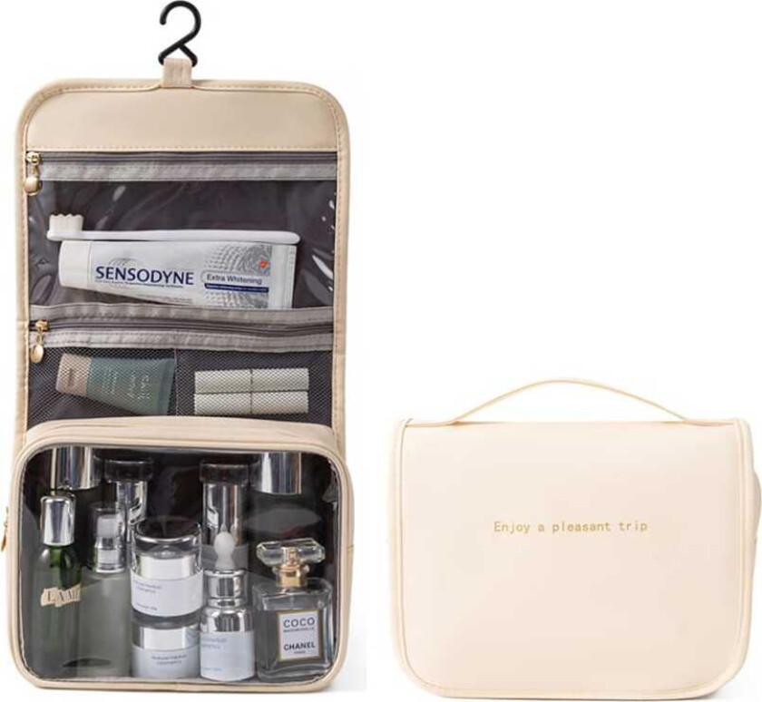 INF Hengende toalettmappe kosmetikkveske for reise beige
