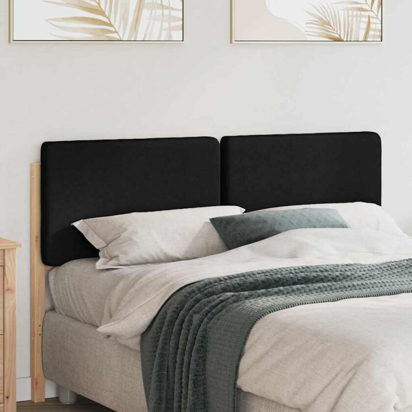 Polstret sengegavl Brun og svart 140 cm Massiv furu