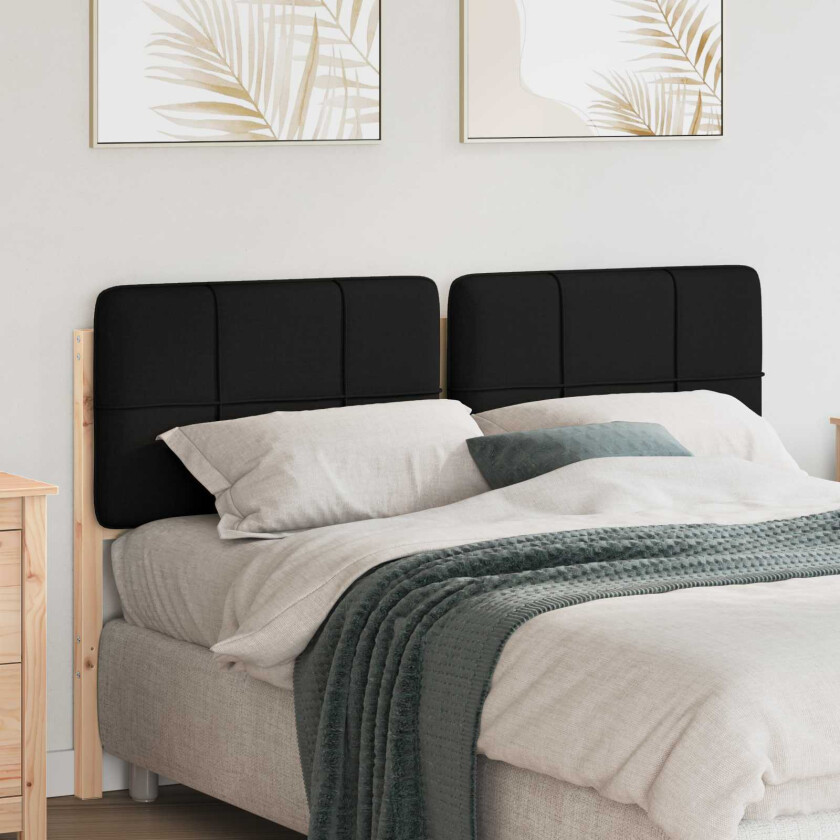 Polstret sengegavl Brun og svart 140 cm Massiv furu