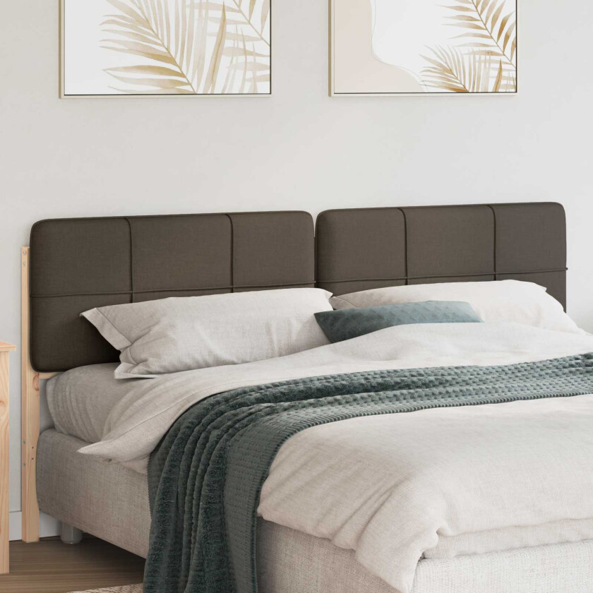 Polstret sengegavl Brun og Taupe 180 cm Massiv furu