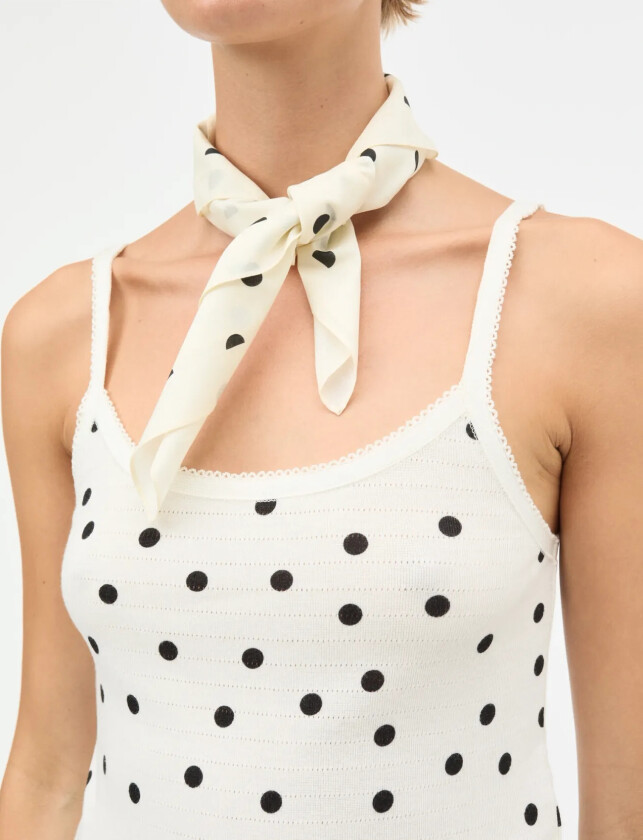 Soft Cotton Big Dot Scarf - Cream - ONE SIZE