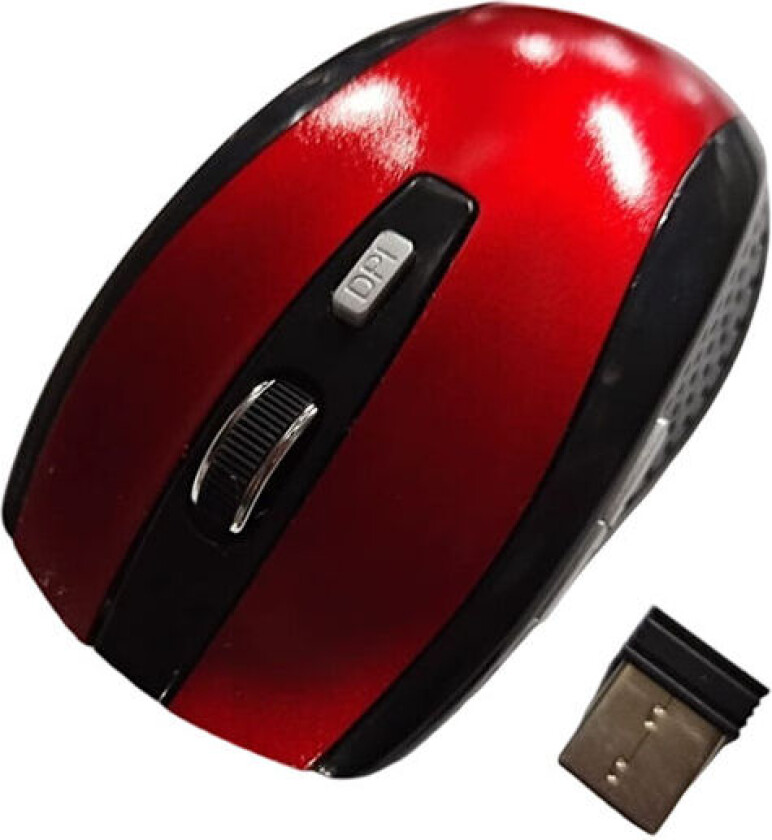 6D Ultra Slim 2.4G 1200DPI USB Trådløs Mus, Ergonomisk Optisk Sporingsmus for Laptop, Rød