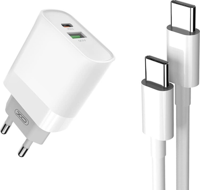 Hurtiglader 20W USB-C for Samsung og Google + Kabel