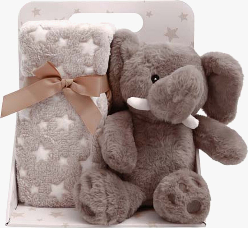 Fleeceteppe og Kosedyr Elefant, Brun - Tekstiler - 100% Polyester