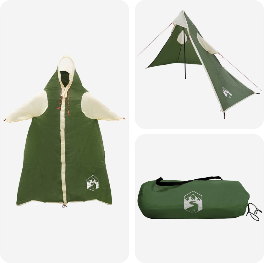 2-i-1 Regn Poncho med Hette Grønn 262 x 126 x 130 cm