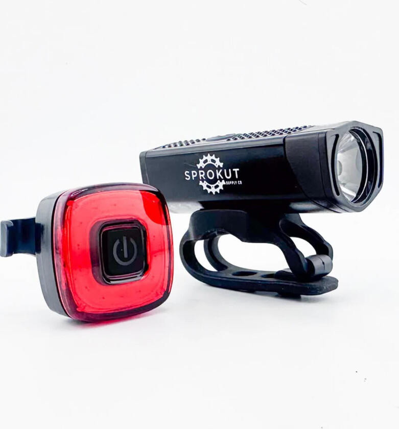 Sprokut 350S LED sykkellykt sett - 350 lm - Svart