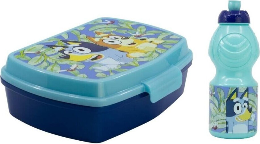 2-Pack Bluey & Bingo Matboks & Pop-up vannflaske