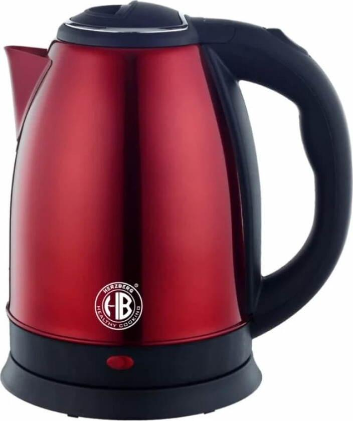 Herzberg HG-5011RED: 1,8L 1500W vannkoker i rustfritt stål - rød