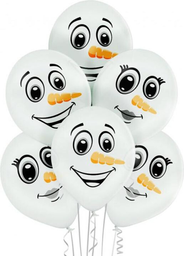 Ballonger Snømann Ansikter - 6 Stk.