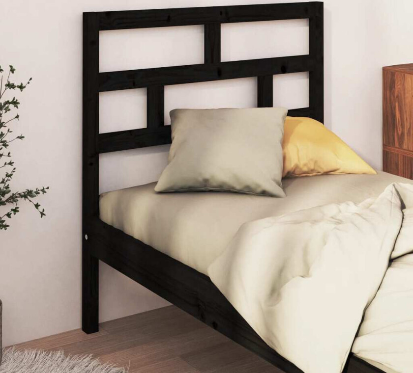 Sengegavl svart 96x4x100 cm heltre furu