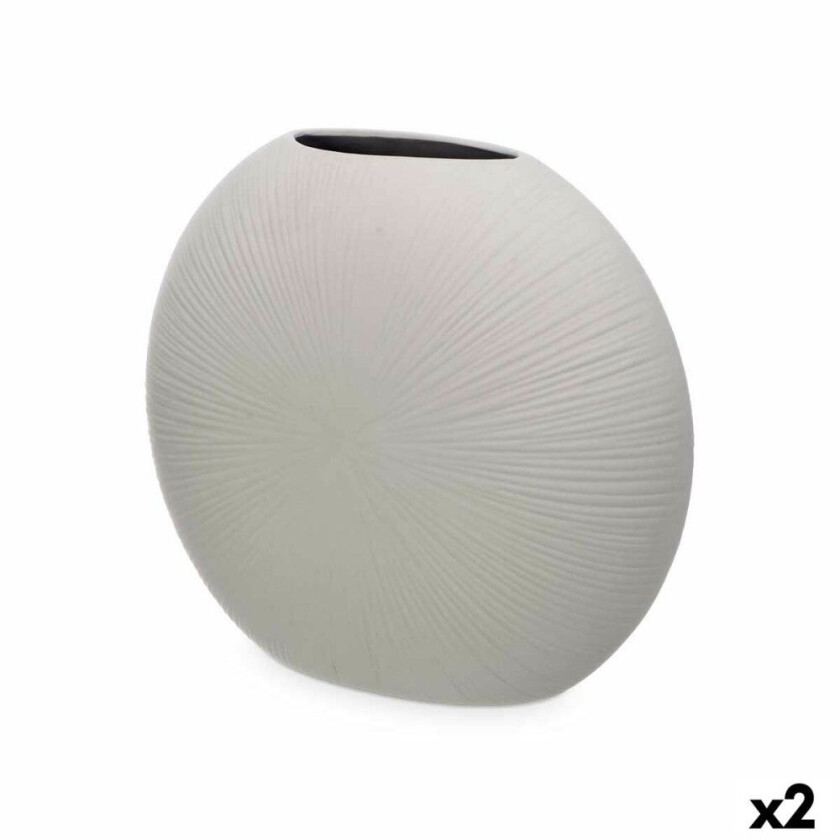 Vase Grå Keramikk 36 x 34 x 16 cm (2 enheter) Rund