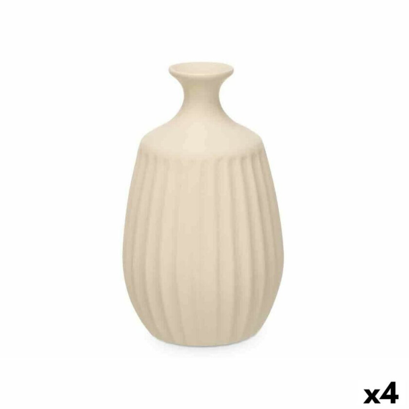 Vase Beige Keramikk 19 x 31 x 19 cm (4 enheter) Striper