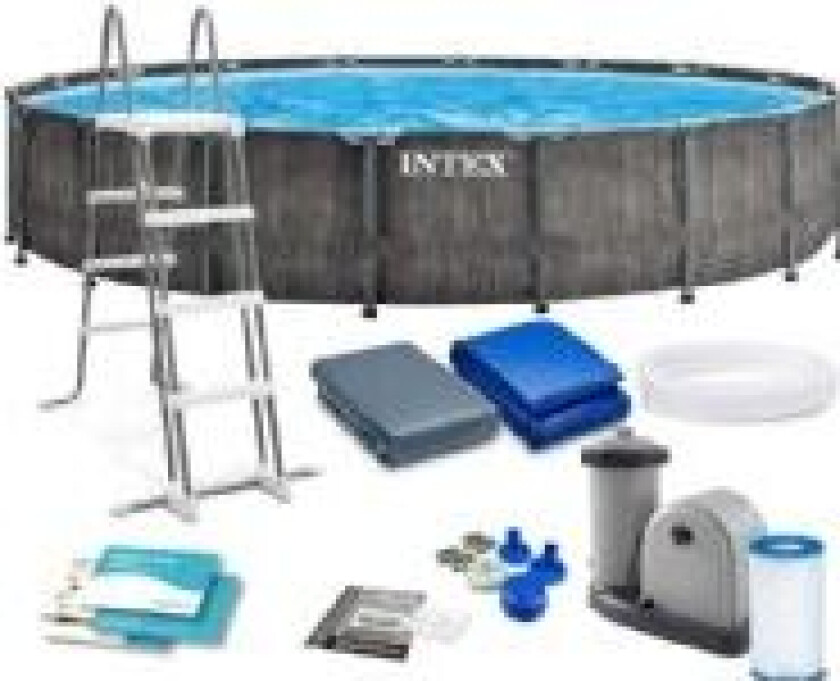 BASSENG- INTEX GREYWOOD PRISM PREMIUM RAMMEBASENG 5,5 M / 1,22 M