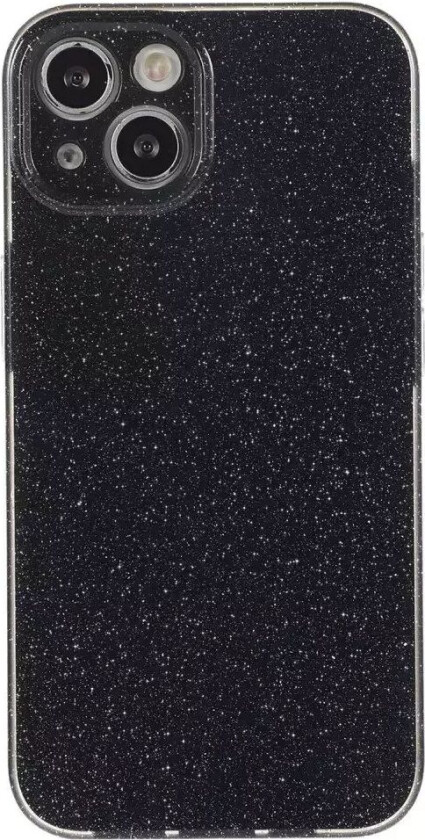 iPhone 15 Fleksibelt Plastdeksel med Glitter - Svart