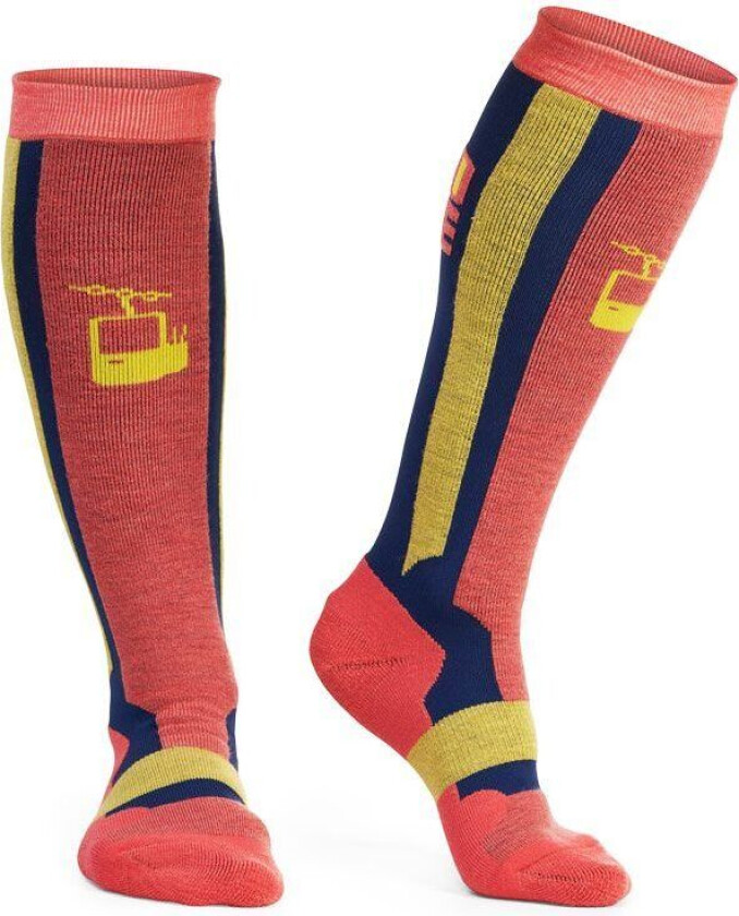 House Of Hygge Skisokker Ski Or Die Pink/Dark Blue/Yellow L(44-47)