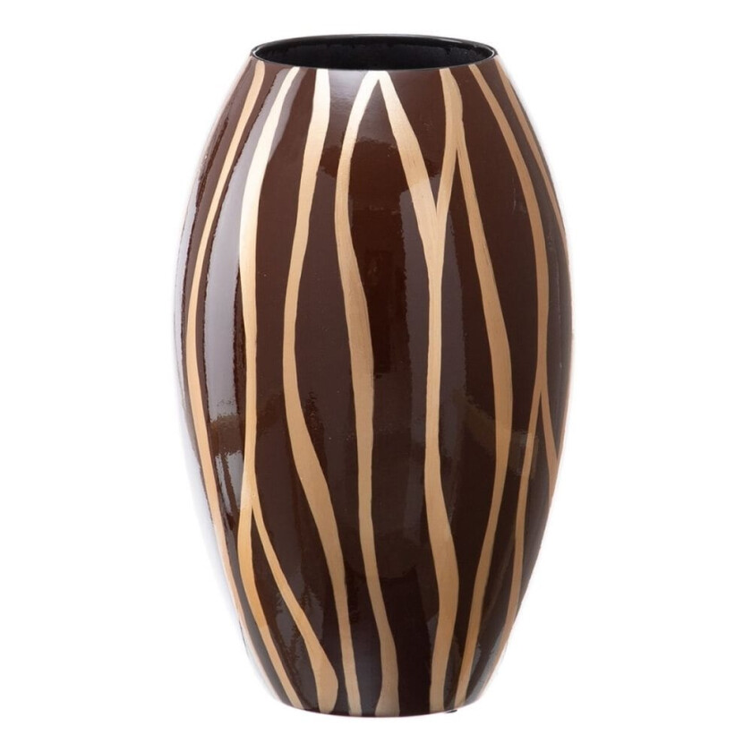 Vase 21,5 x 21,5 x 36 cm Zebra Keramikk Gyldenbrun