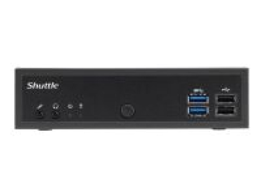 XPC slim DH02U - Barebone - Slim-PC - 1 x Celeron 3865U / 1,8 GHz ULV - RAM 0 GB - NVIDIA GeForce GTX 1050 - GigE - sort