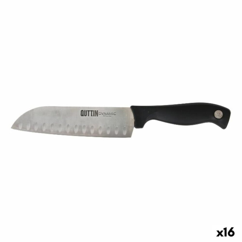 Kjøkkenkniv Quttin Santoku Dynamic Svart Sølv 17 cm (16 enheter)